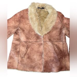 Outbrook Women Tan Faux Suede and Faux Fur lined jacket XL